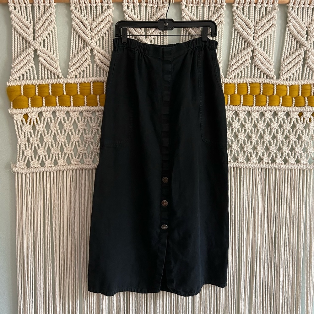 Flax Black Linen Maxi Skirt